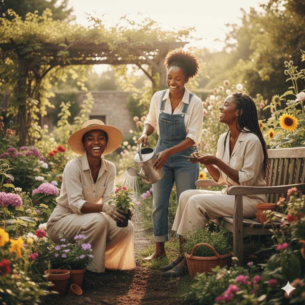 Women connecting and sharing stories at a Champagne & Conversations gathering